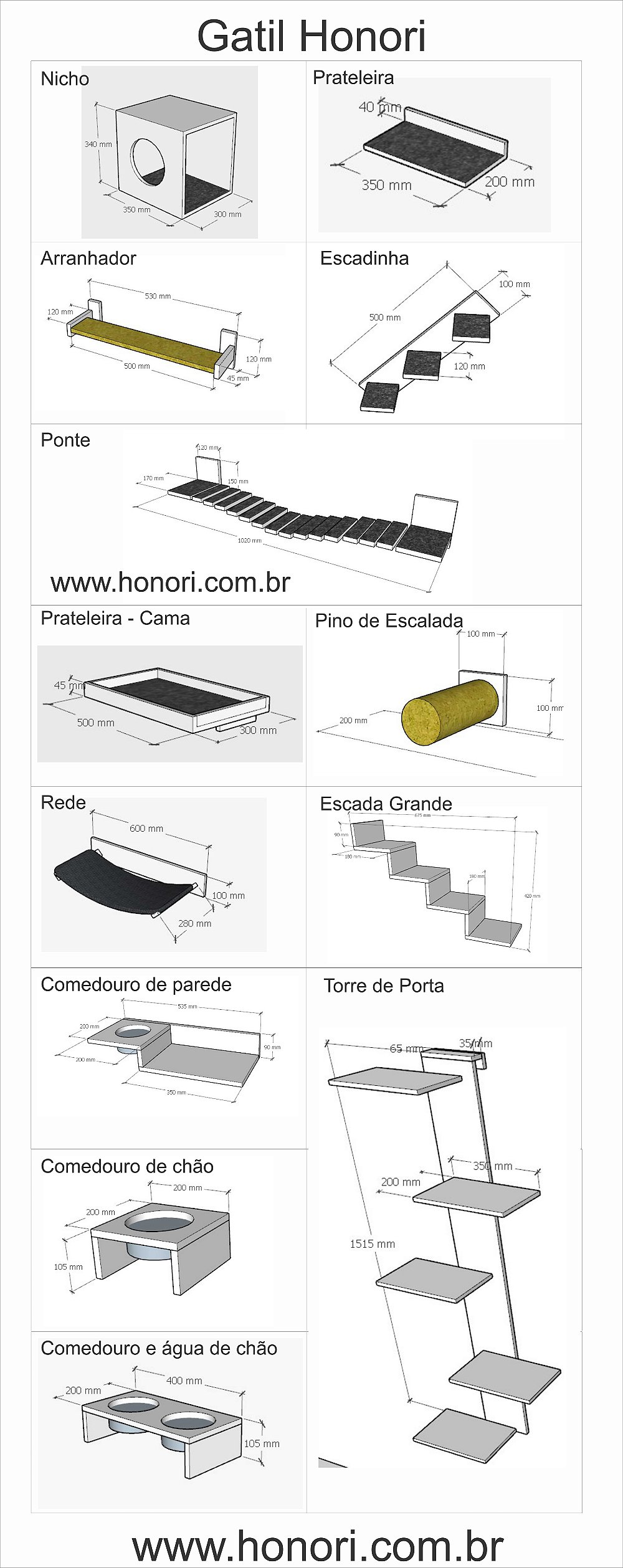 gatil de parede marcenaria honori playground para gatos